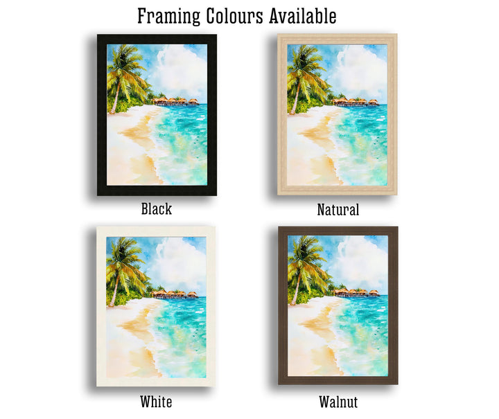 Maldives Travel Poster Print Indian Ocean Wall Art Tropical Island Decor Scenic Coastal Landscape Gift for Beach Lovers and Paradise