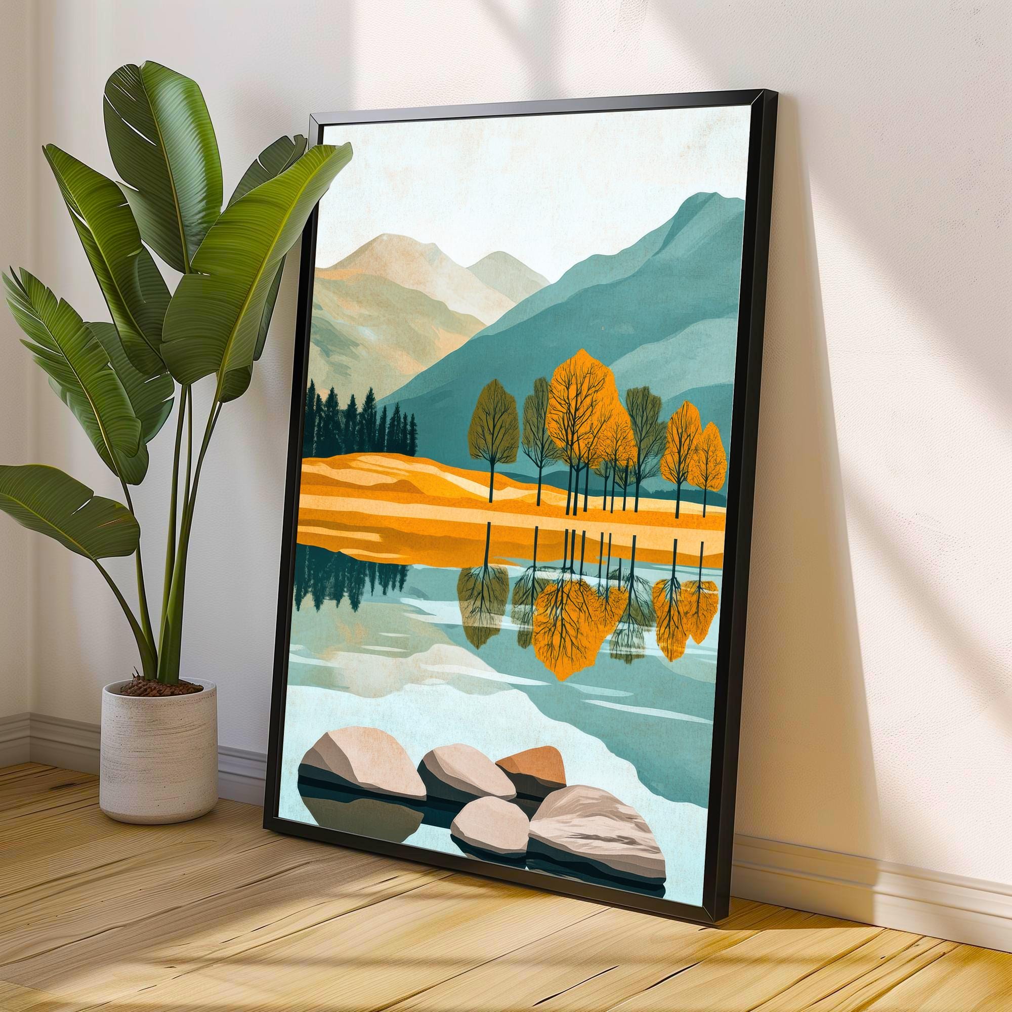 Buttermere Lake District Minimalist Travel Poster Print England Wall Art Countryside Landscape Gift for UK Nature Lovers and Fans of Scenic