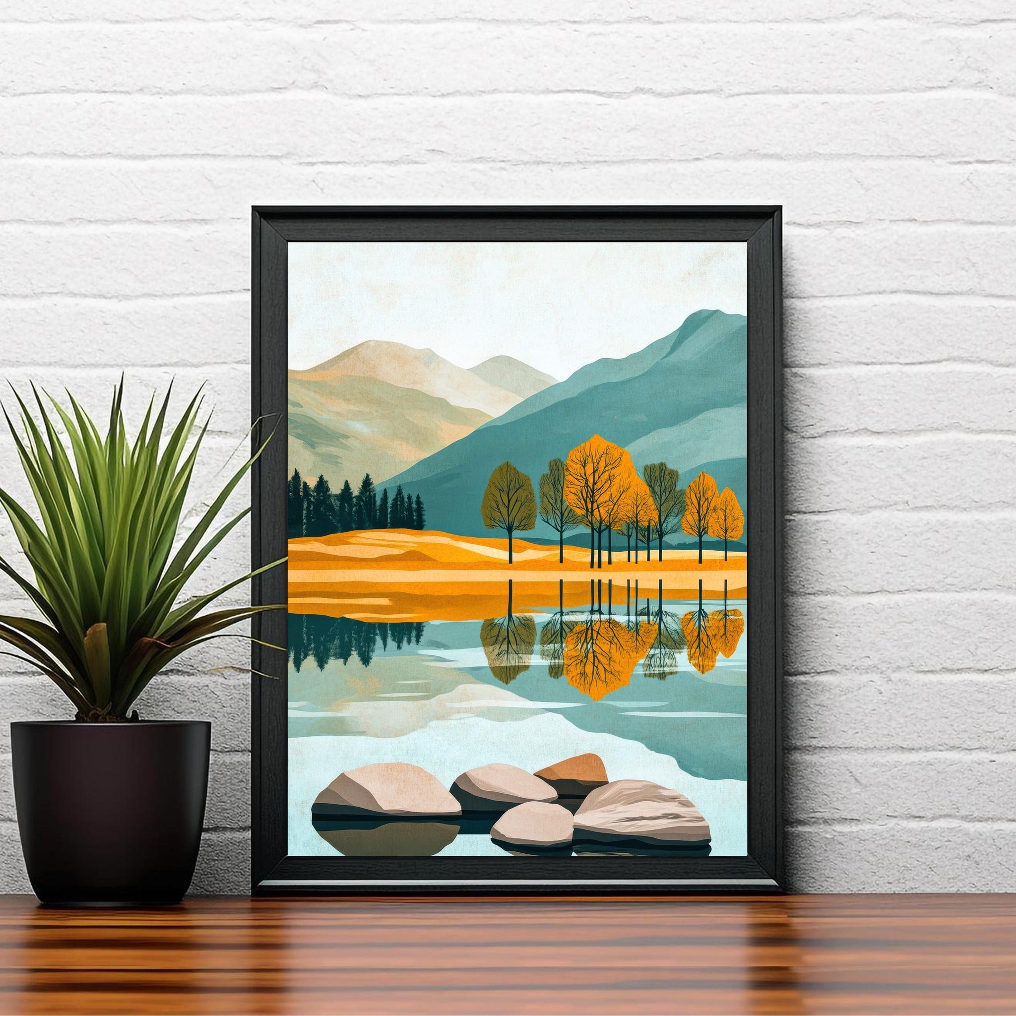 Buttermere Lake District Minimalist Travel Poster Print England Wall Art Countryside Landscape Gift for UK Nature Lovers and Fans of Scenic