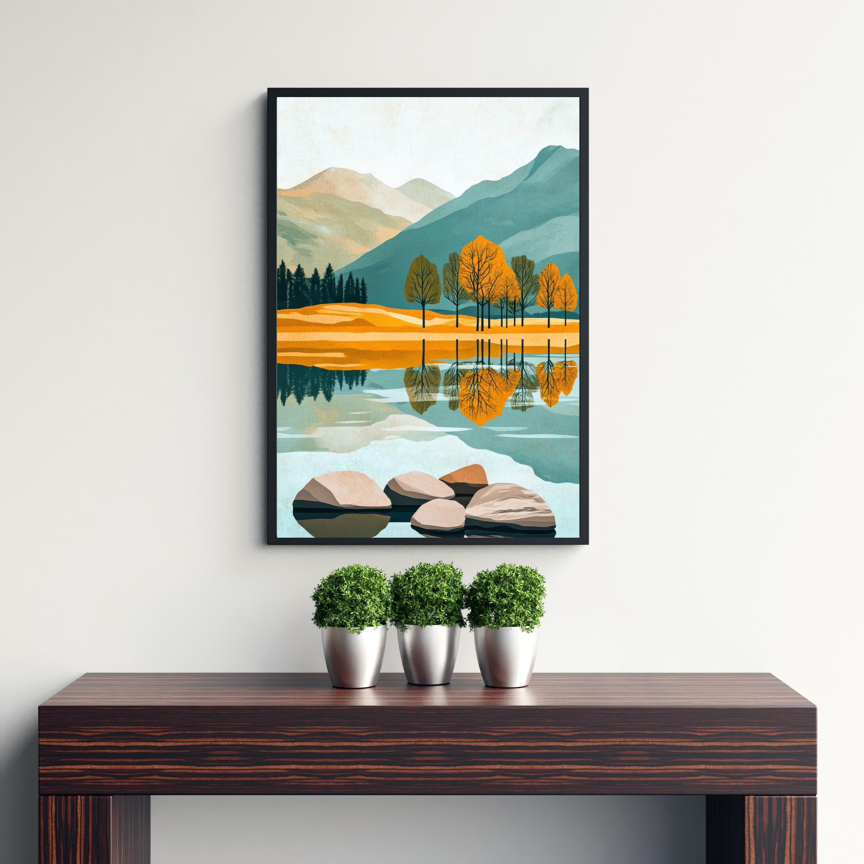 Buttermere Lake District Minimalist Travel Poster Print England Wall Art Countryside Landscape Gift for UK Nature Lovers and Fans of Scenic