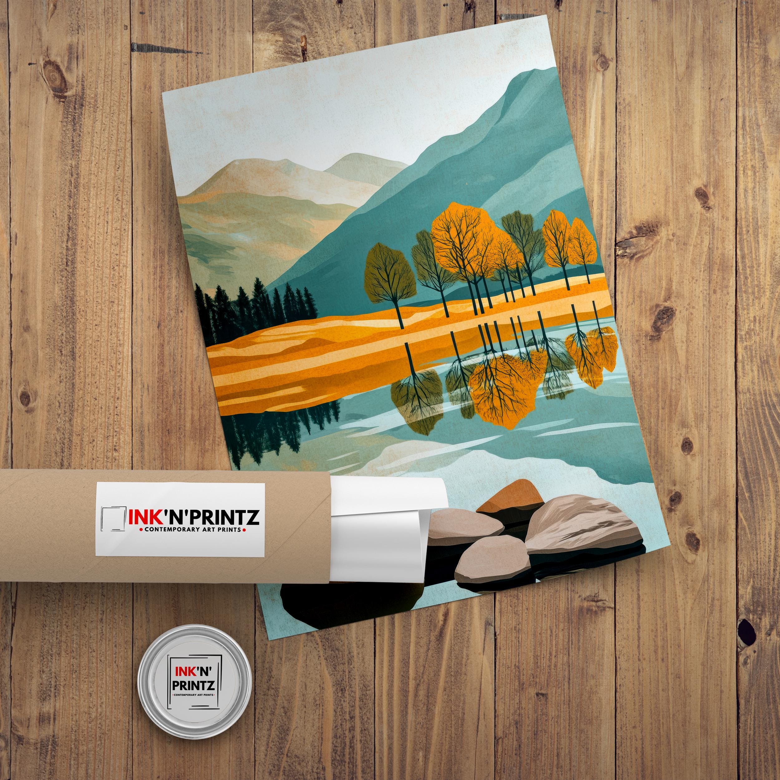 Buttermere Lake District Minimalist Travel Poster Print England Wall Art Countryside Landscape Gift for UK Nature Lovers and Fans of Scenic
