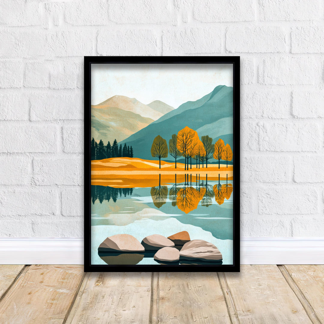 Buttermere Lake District Minimalist Travel Poster Print England Wall Art Countryside Landscape Gift for UK Nature Lovers and Fans of Scenic