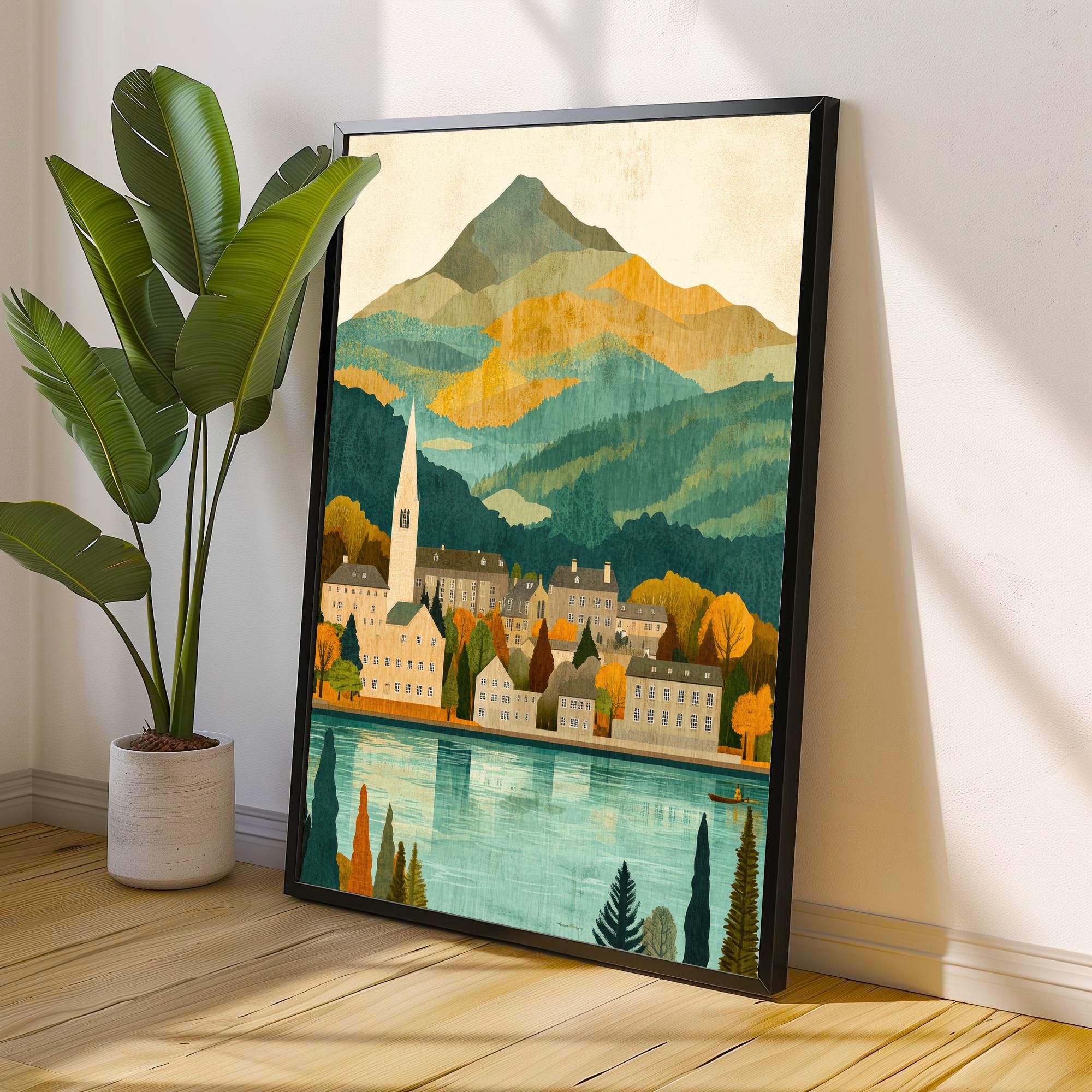 Keswick Lake District Minimalist Travel Poster Print England Wall Art Countryside Landscape Gift for UK Nature Lovers and Fans of Scenic