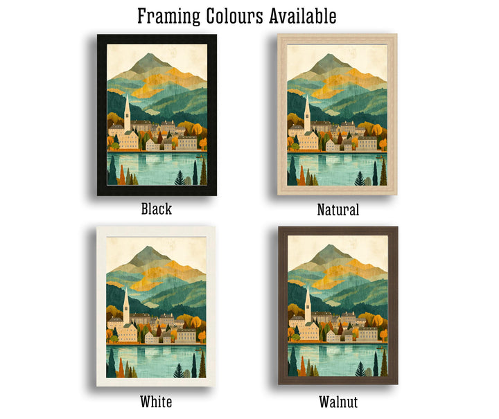 Keswick Lake District Minimalist Travel Poster Print England Wall Art Countryside Landscape Gift for UK Nature Lovers and Fans of Scenic