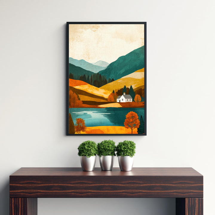Lake District Minimalist Travel Poster Print England Wall Art Countryside Landscape Gift for UK Nature Lovers and Fans of Scenic Cumbrian