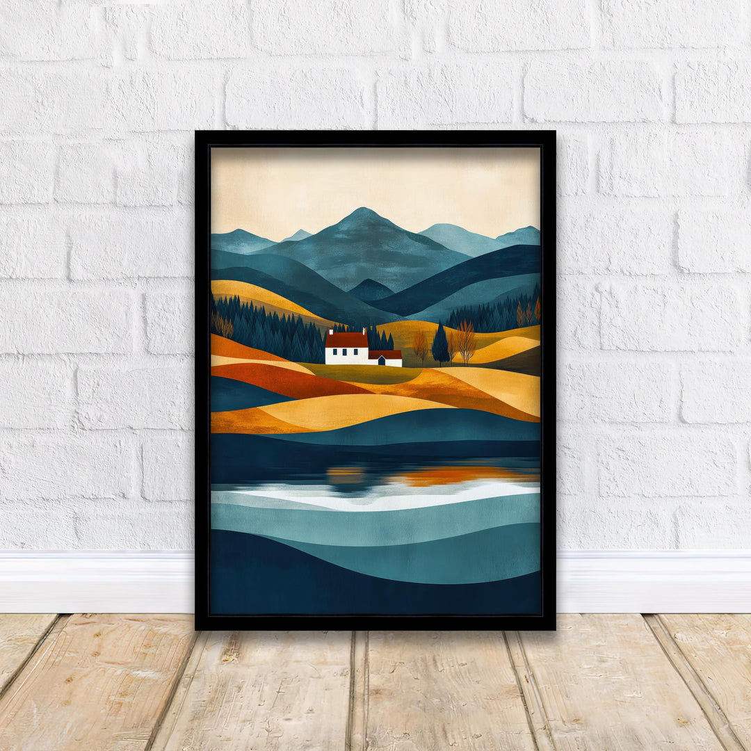 Lake District Minimalist Travel Poster Print England Wall Art Countryside Landscape Gift for UK Nature Lovers and Fans of Scenic Cumbrian