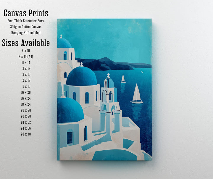 Santorini Minimalist Travel Poster Print Greece Wall Art Mediterranean Island Landscape Gift for Europe Lovers and Fans of Scenic Greek