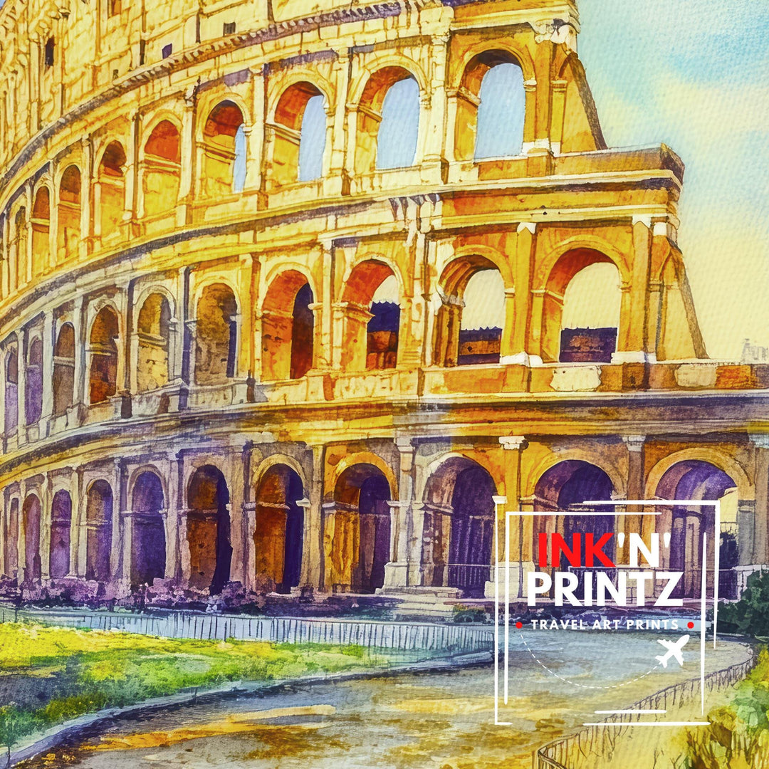 Rome Italy Travel Poster Print European City Wall Art Ancient Landmark Decor Gift for History Lovers and Fans of Italian Architecture