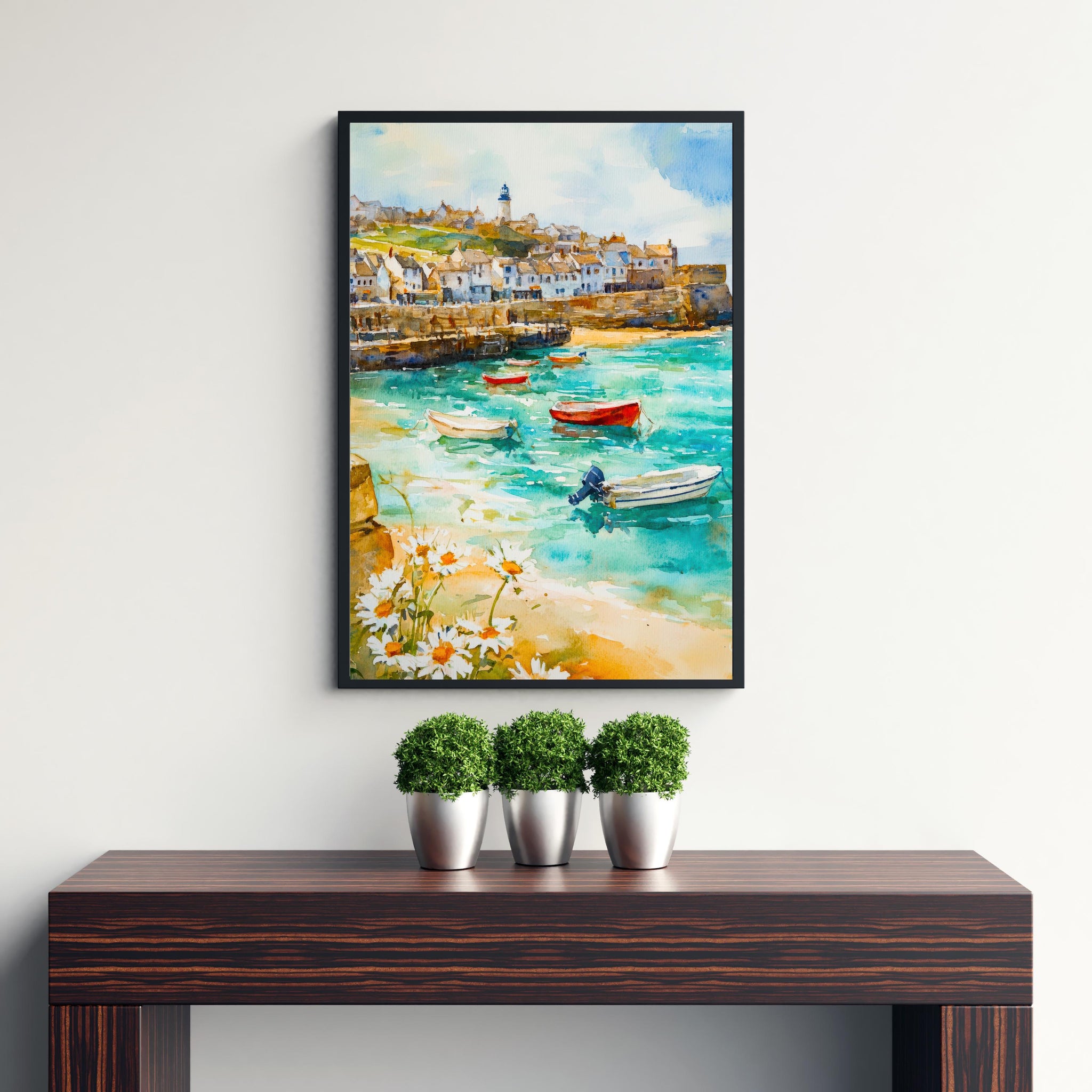 St Ives Cornwall England Travel Poster Print Coastal Wall Art Seaside Town Decor Gift for UK Beach Lovers and Fans of Scenic Harbour