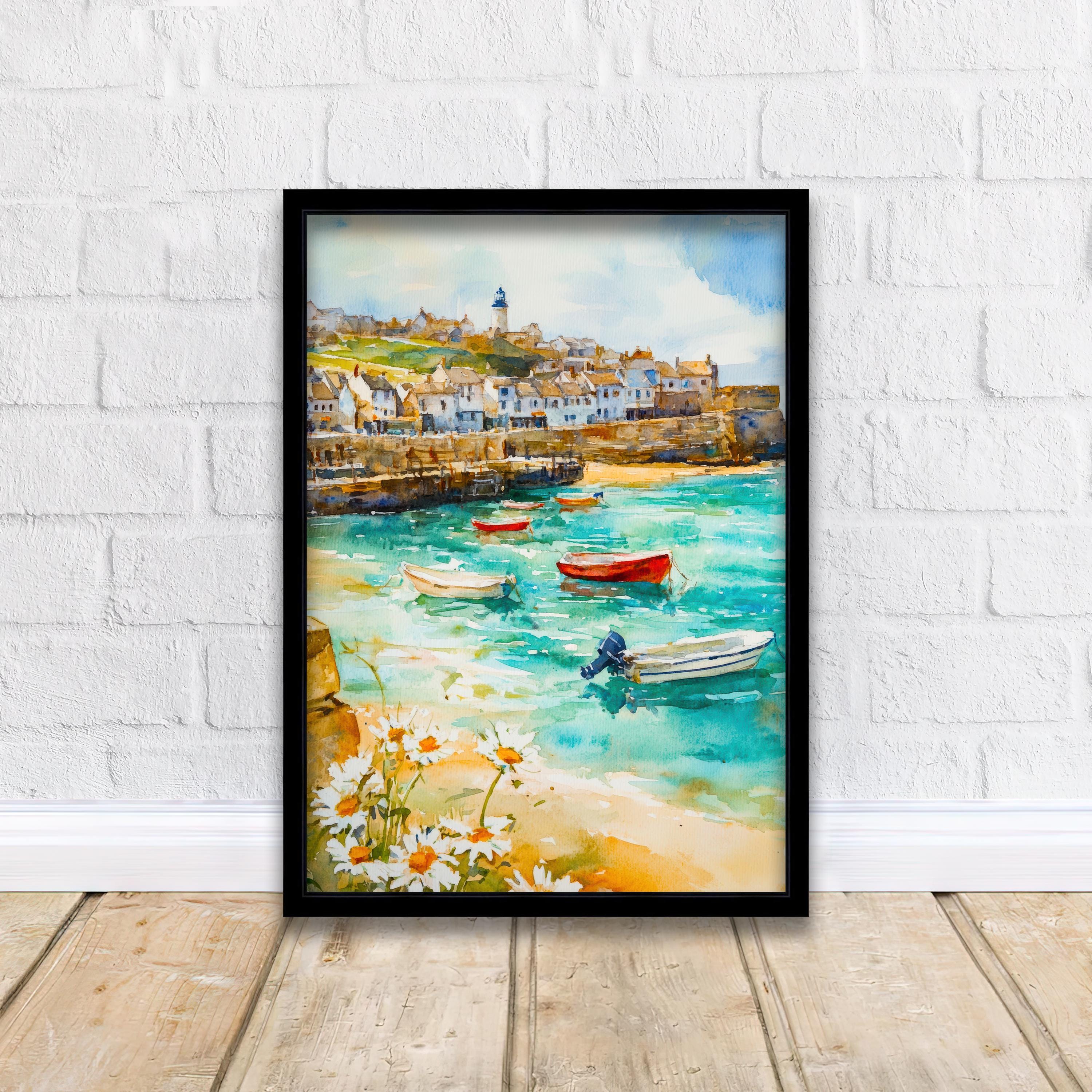 St Ives Cornwall England Travel Poster Print Coastal Wall Art Seaside Town Decor Gift for UK Beach Lovers and Fans of Scenic Harbour