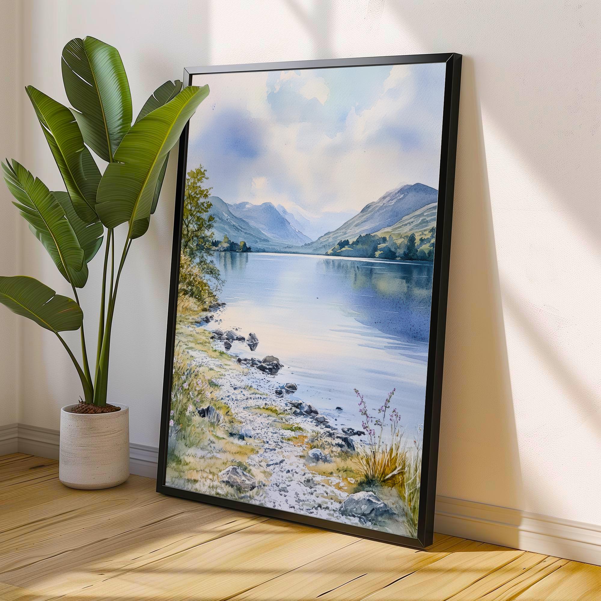 Coniston Water Lake District Watercolour Poster Painting England Wall Art Scenic Countryside Print Decor Gift for UK Nature Lovers