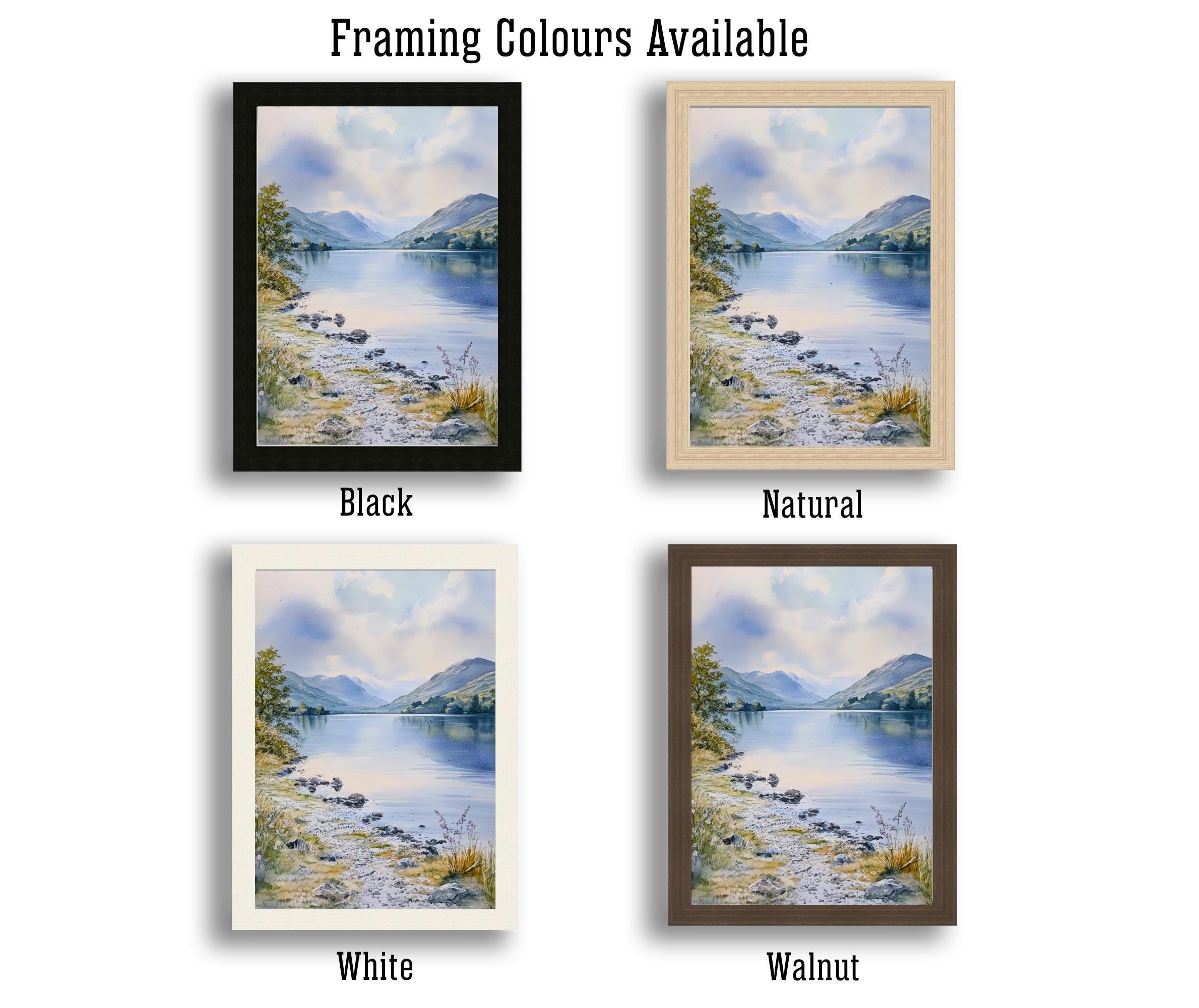 Coniston Water Lake District Watercolour Poster Painting England Wall Art Scenic Countryside Print Decor Gift for UK Nature Lovers