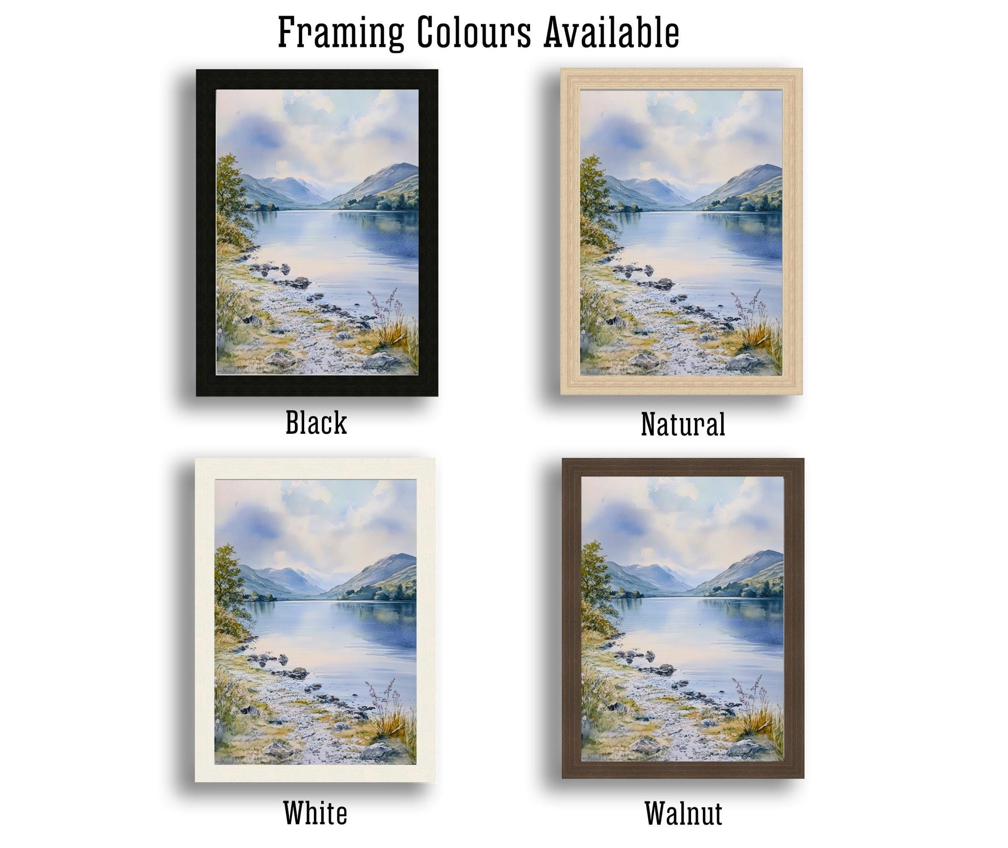 Coniston Water Lake District Watercolour Poster Painting England Wall Art Scenic Countryside Print Decor Gift for UK Nature Lovers