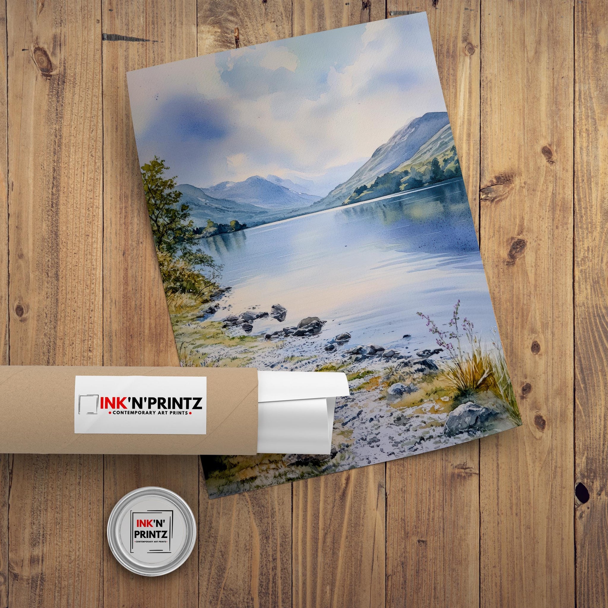 Coniston Water Lake District Watercolour Poster Painting England Wall Art Scenic Countryside Print Decor Gift for UK Nature Lovers