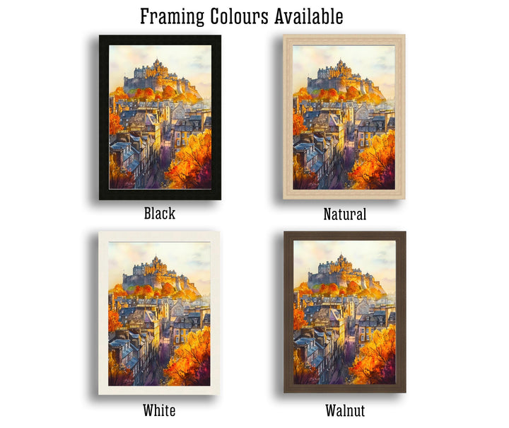 Edinburgh Watercolor Painting Poster Scotland Wall Art Historic City Print Castle Skyline Decor Gift for UK Travel Lovers and Scottish