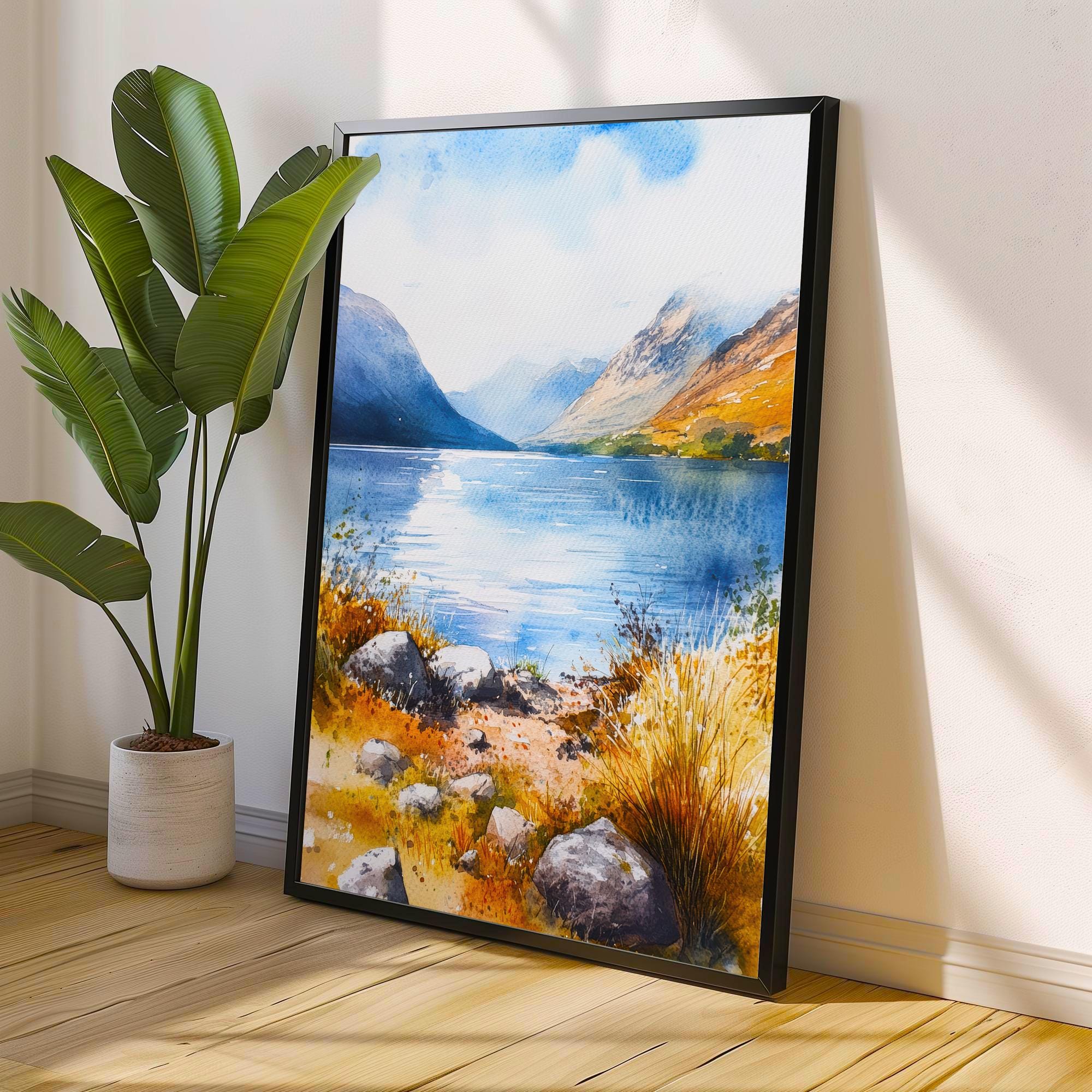 Isle of Mull Watercolor Painting Poster Scotland Wall Art Hebrides Coastal Landscape Print Decor Gift for UK Nature Lovers and Scottish