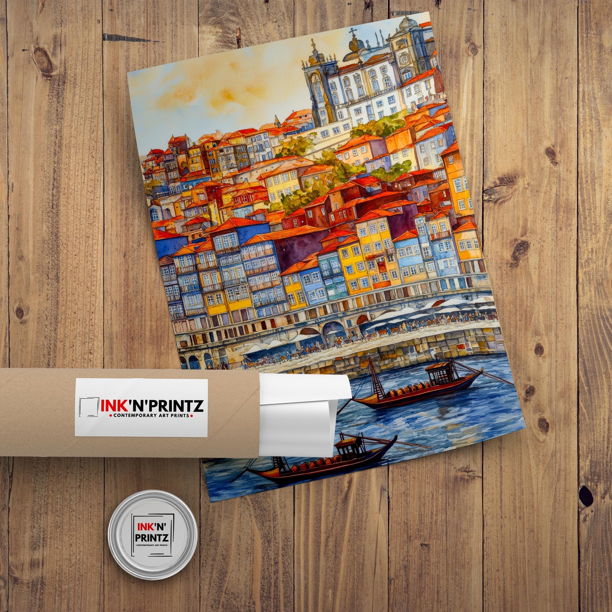 Porto Watercolor Painting Poster Portugal Wall Art Douro River City Print Decor Gift for Europe Lovers and Fans of Scenic Portuguese