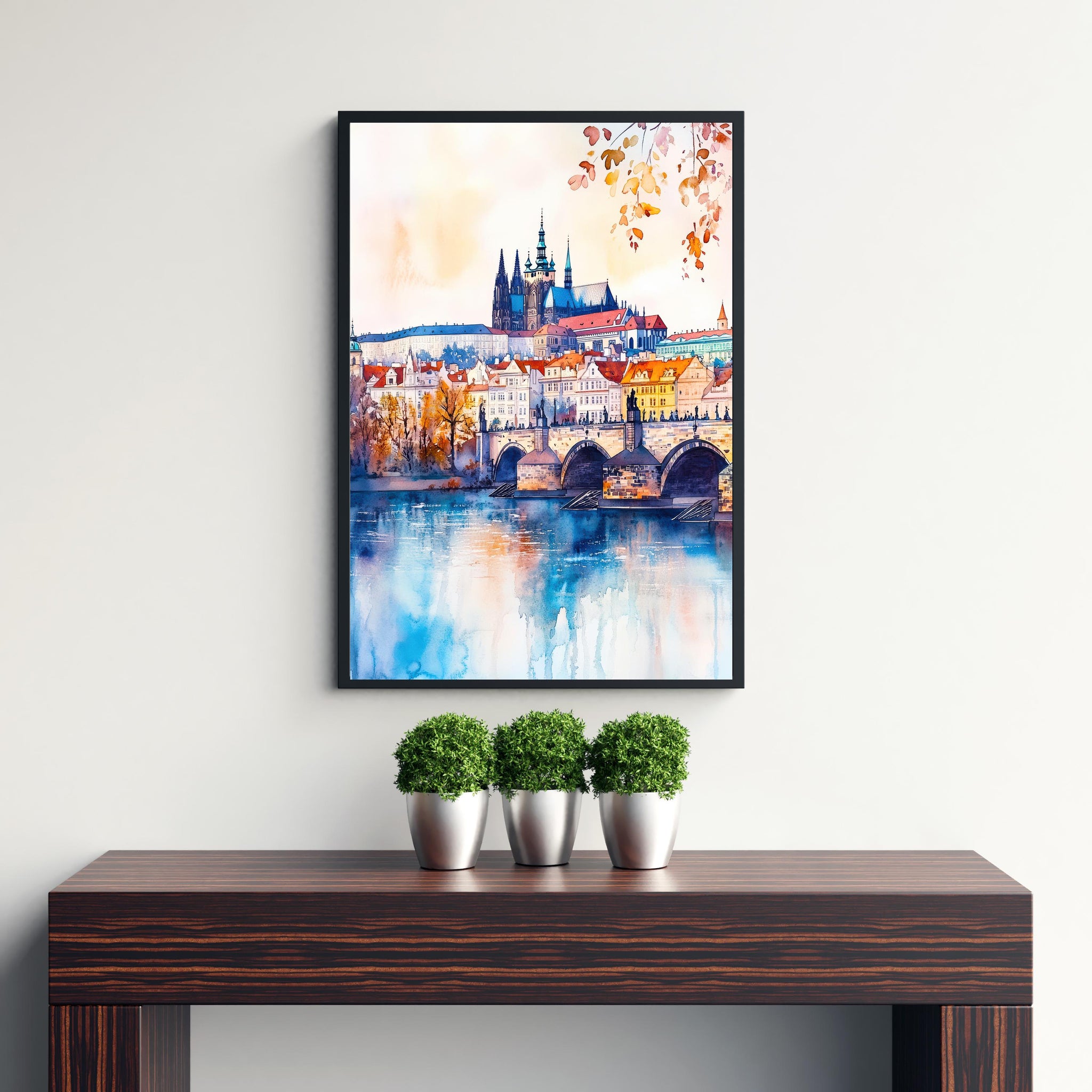 Prague Travel Poster Print Czech Republic Wall Art Historic City Decor Charles Bridge Skyline Gift for Europe Lovers and Fans of Scenic