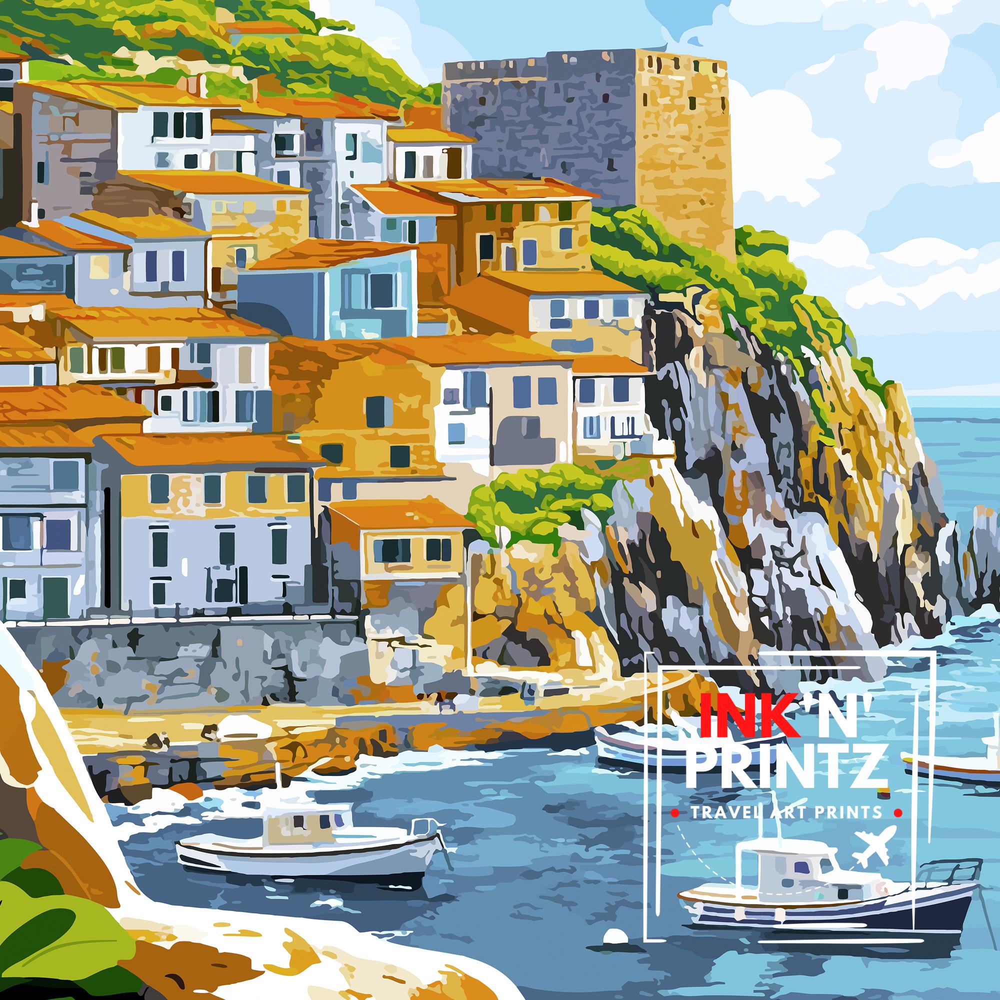 Calabria Italy Travel Poster Print Mediterranean Coastal Wall Art Landscape Gift for Europe Lovers and Fans of Scenic Southern Italian