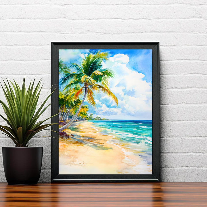 Riviera Maya Watercolor Painting Poster Mexico Wall Art Caribbean Coastal Print Scenic Landscape Decor Gift for Beach Lovers and Tropical