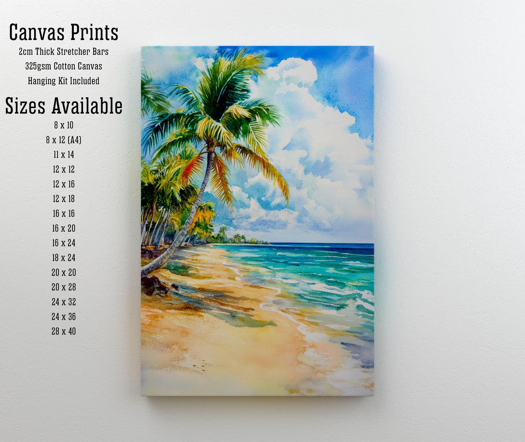 Riviera Maya Watercolor Painting Poster Mexico Wall Art Caribbean Coastal Print Scenic Landscape Decor Gift for Beach Lovers and Tropical