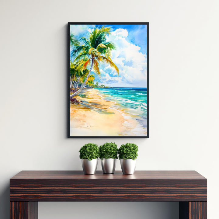 Riviera Maya Watercolor Painting Poster Mexico Wall Art Caribbean Coastal Print Scenic Landscape Decor Gift for Beach Lovers and Tropical