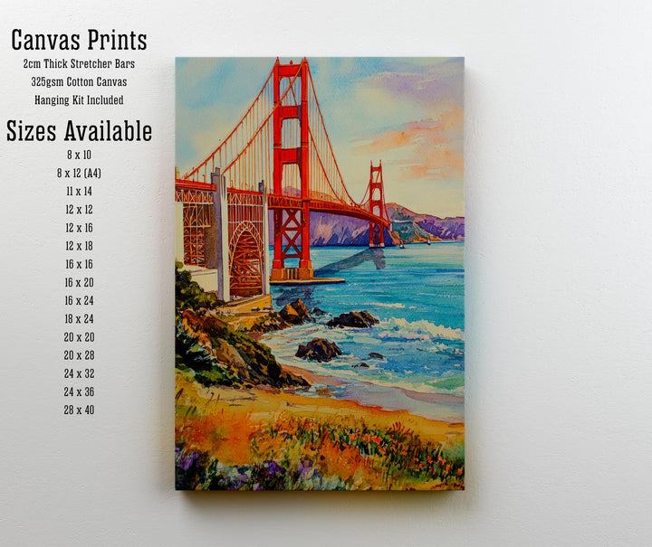 San Francisco Travel Poster Print California Wall Art Golden Gate Bridge Skyline Decor Gift for USA Lovers and Fans of Iconic American City