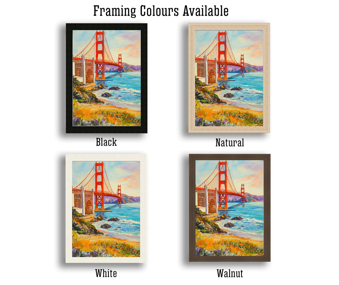 San Francisco Travel Poster Print California Wall Art Golden Gate Bridge Skyline Decor Gift for USA Lovers and Fans of Iconic American City