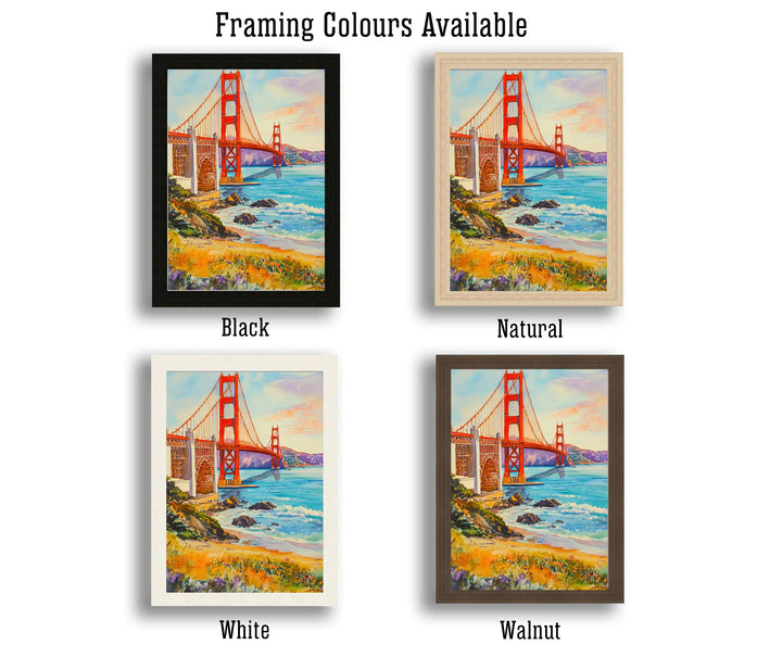 San Francisco Travel Poster Print California Wall Art Golden Gate Bridge Skyline Decor Gift for USA Lovers and Fans of Iconic American City