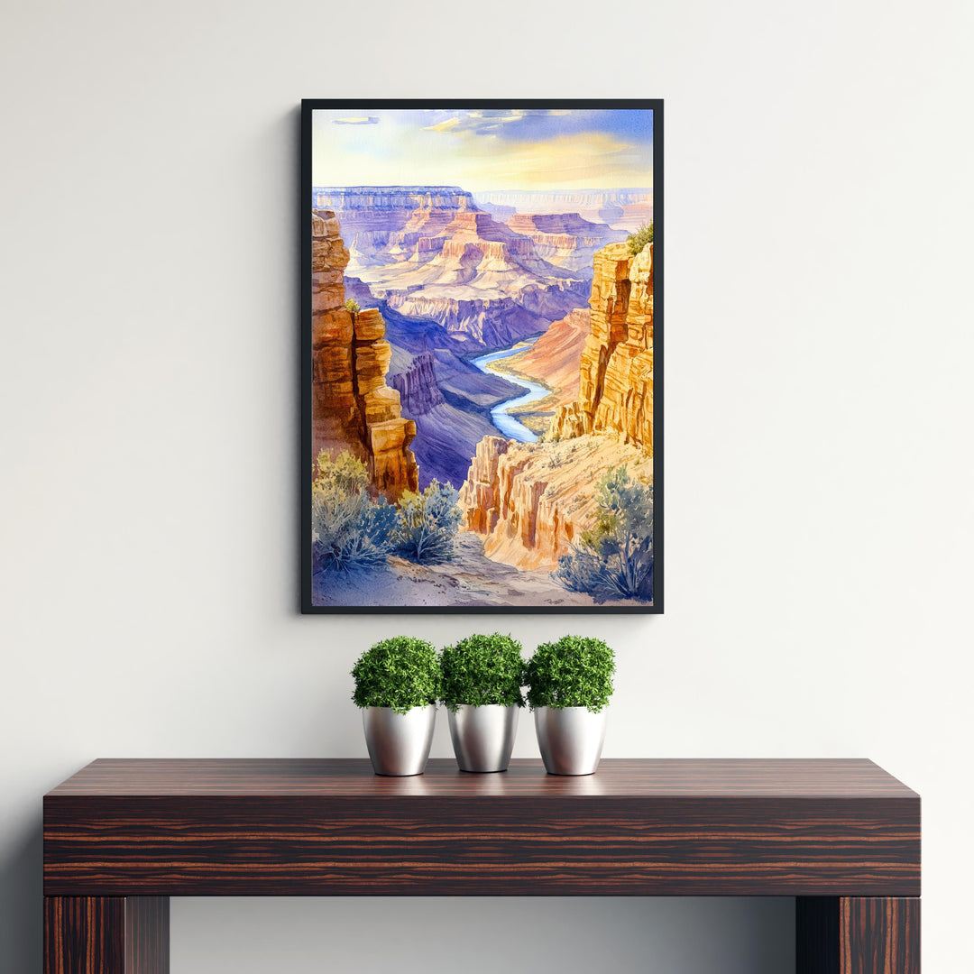 Grand Canyon Watercolor Painting Poster Arizona USA Wall Art National Park Landscape Print Gift for American Travel Lovers