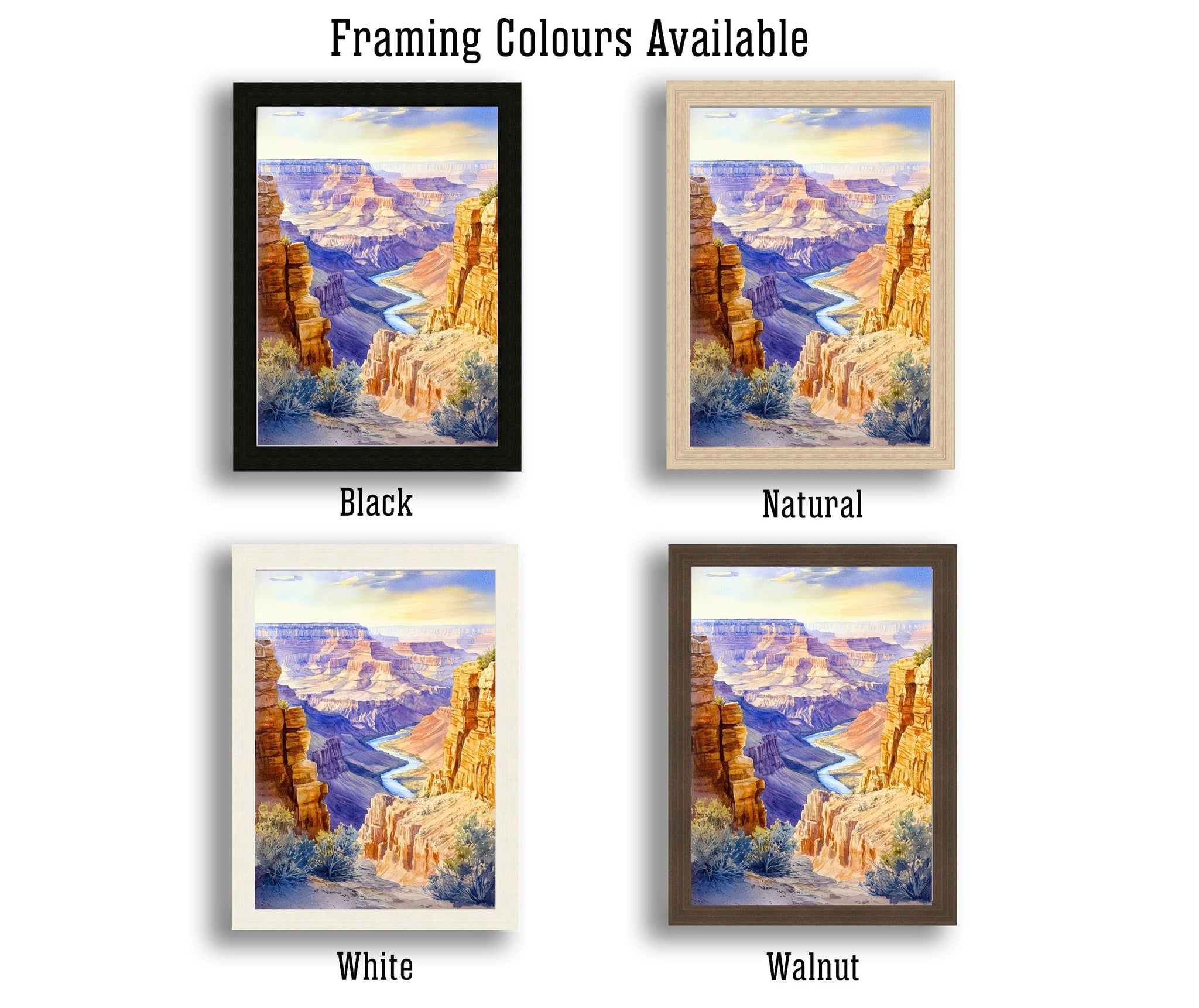 Grand Canyon Watercolor Painting Poster Arizona USA Wall Art National Park Landscape Print Gift for American Travel Lovers