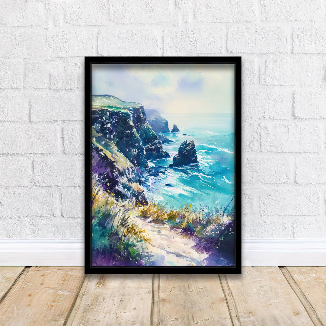 Tintagel Cornwall Travel Poster Print England Wall Art Coastal Castle Decor Gift for UK History Lovers and Fans of Scenic Legendary