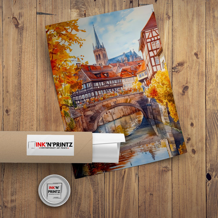 Nuremberg Germany Watercolor Poster Painting Wall Art Historic City Landscape Print Gift for Europe Lovers and Fans of Scenic German