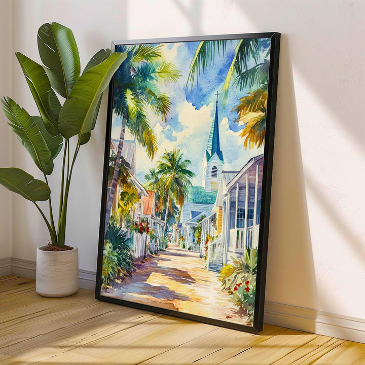 St Augustine Florida Watercolor Painting Poster USA Wall Art Historic Coastal City Print Gift for American Travel Lovers and Fans of Scenic