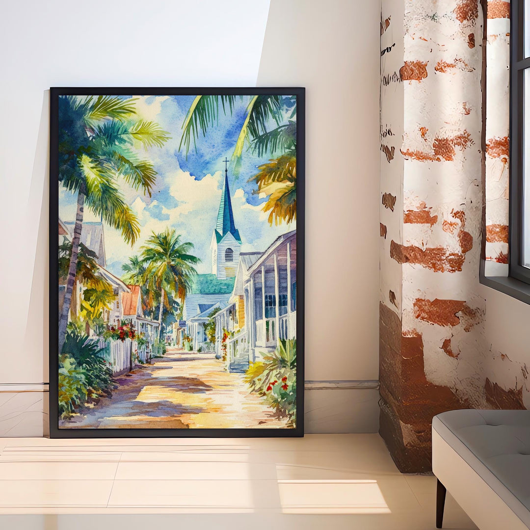 St Augustine Florida Watercolor Painting Poster USA Wall Art Historic Coastal City Print Gift for American Travel Lovers and Fans of Scenic