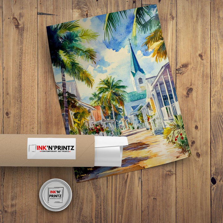 St Augustine Florida Watercolor Painting Poster USA Wall Art Historic Coastal City Print Gift for American Travel Lovers and Fans of Scenic