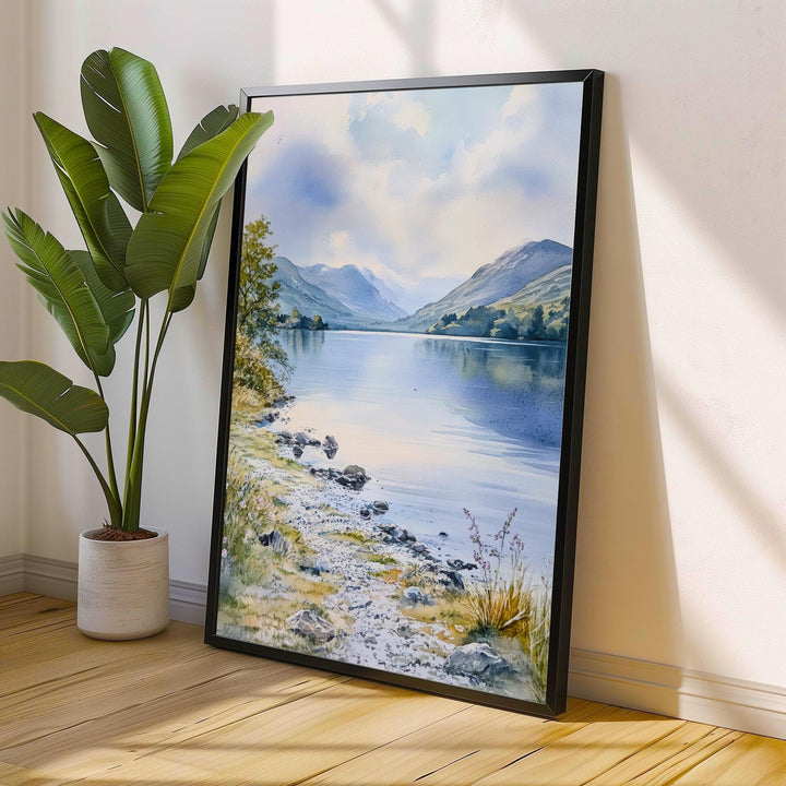 Coniston Water Watercolour Painting Poster Lake District England Wall Art Countryside Print Gift for UK Nature Lovers and Landscape Fans