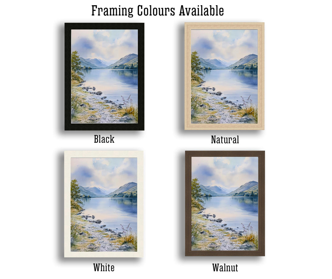 Coniston Water Watercolour Painting Poster Lake District England Wall Art Countryside Print Gift for UK Nature Lovers and Landscape Fans