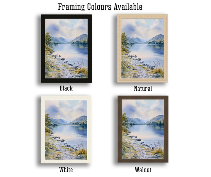 Coniston Water Watercolour Painting Poster Lake District England Wall Art Countryside Print Gift for UK Nature Lovers and Landscape Fans