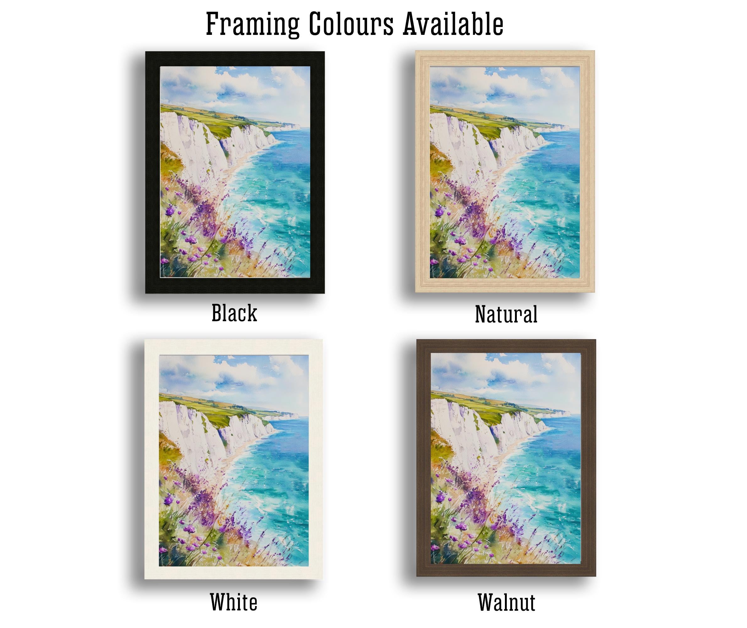 Isle of Wight Watercolor Painting Poster England Wall Art Coastal Landscape Print Gift for UK Beach Lovers and Fans of Scenic British Island