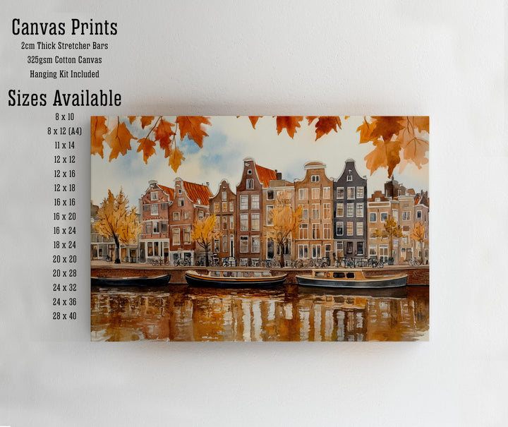 Amsterdam Watercolour Painting Poster Netherlands Wall Art City Canal Houses Landscape Print Gift for Europe Lovers and Fans of Scenic Dutch