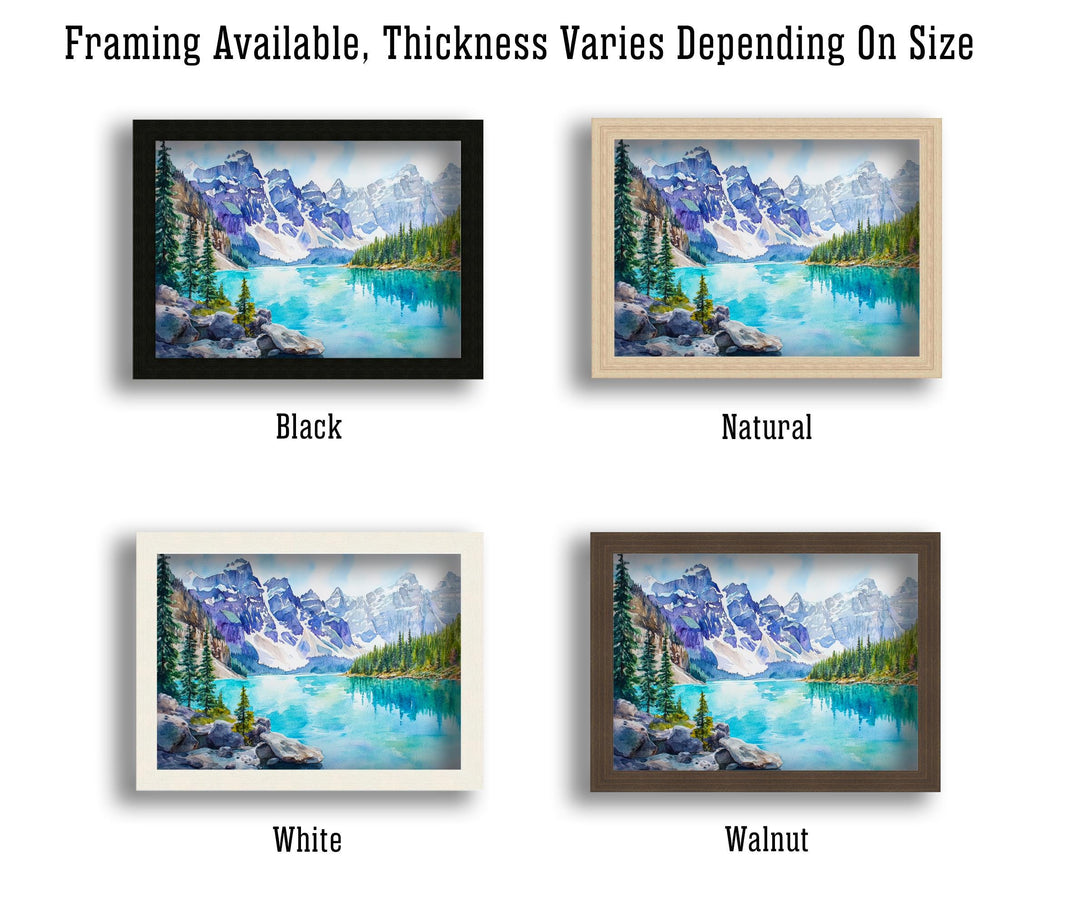 Banff National Park Watercolor Print Poster Canada Wall Art Mountain Landscape Gift for North America Lovers and Fans of Scenic Canadian