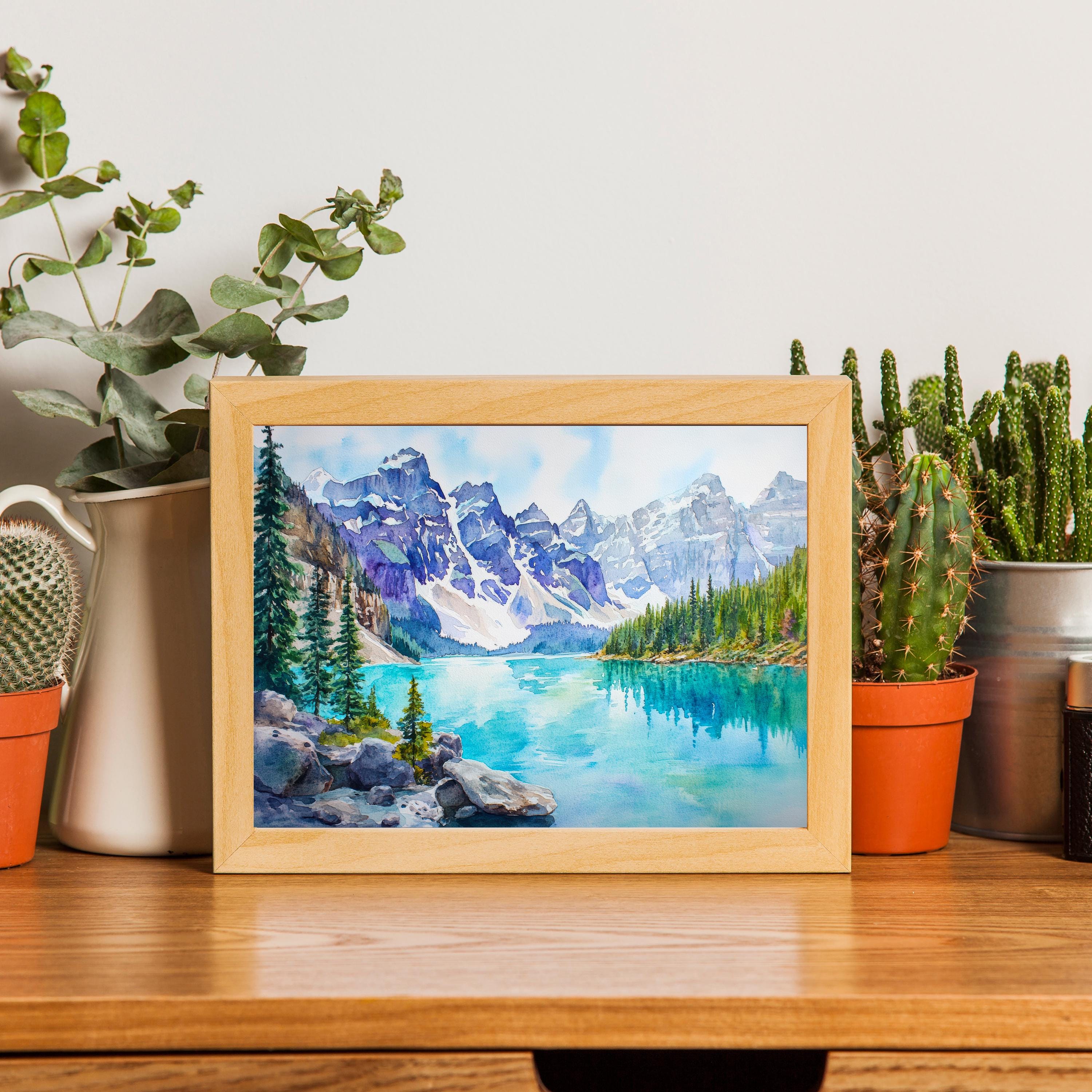 Banff National Park Watercolor Print Poster Canada Wall Art Mountain Landscape Gift for North America Lovers and Fans of Scenic Canadian