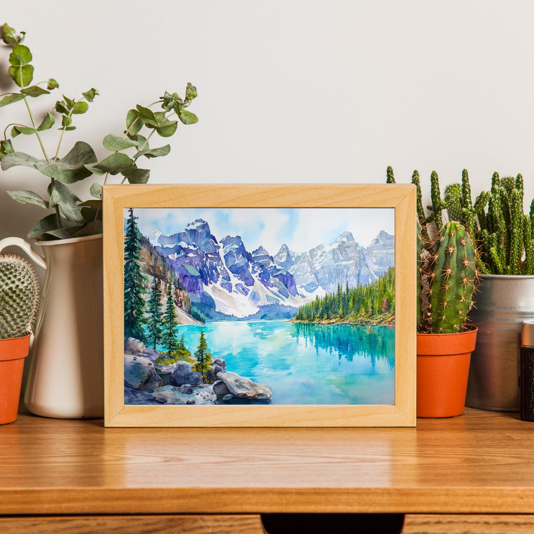Banff National Park Watercolor Print Poster Canada Wall Art Mountain Landscape Gift for North America Lovers and Fans of Scenic Canadian