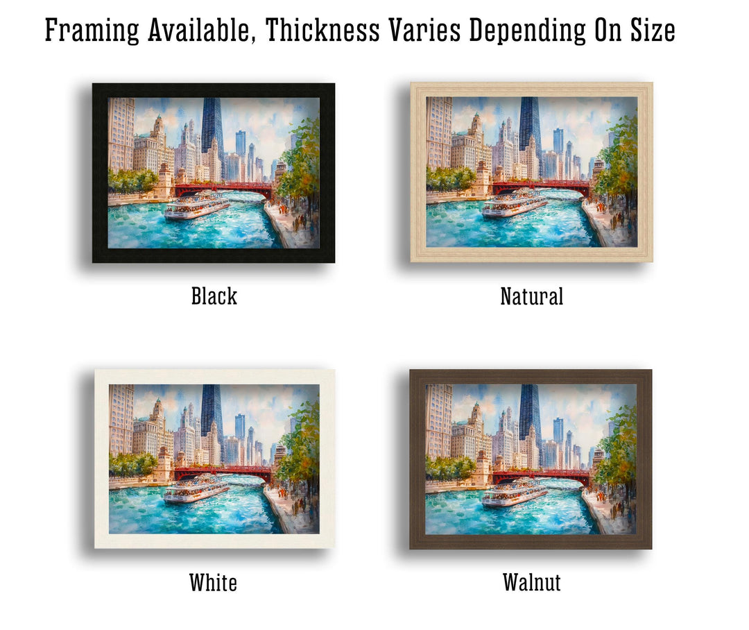 Chicago Skyline Watercolor Art Print, Cityscape Painting, Illinois Travel Decor, Architecture Lover Gift