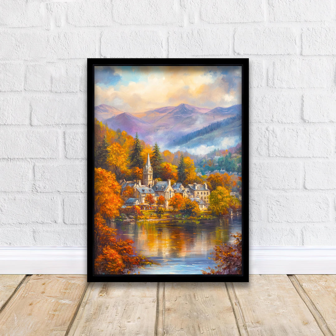 Ambleside Lake District Travel Poster Print England Wall Art Countryside Landscape Decor Gift for UK Nature Lovers and Fans of Scenic