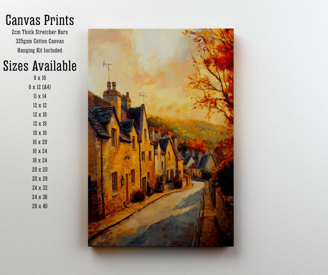 Broadway Oil Painting Poster Cotswolds England Wall Art Countryside Village Print Decor Gift for UK Nature Lovers and Fans of Scenic