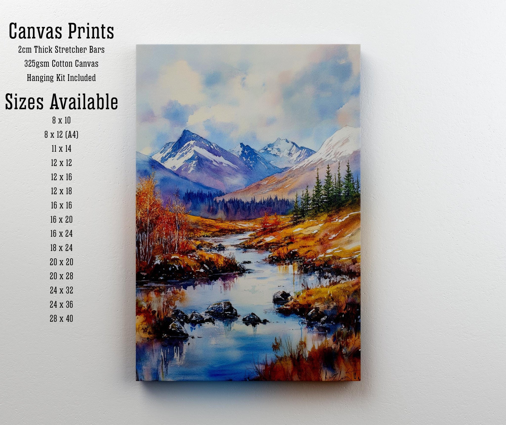 Cairngorms Watercolour Poster Painting Scotland Wall Art National Park Mountain Landscape Print Gift for UK Nature Lovers and Fans of Scenic