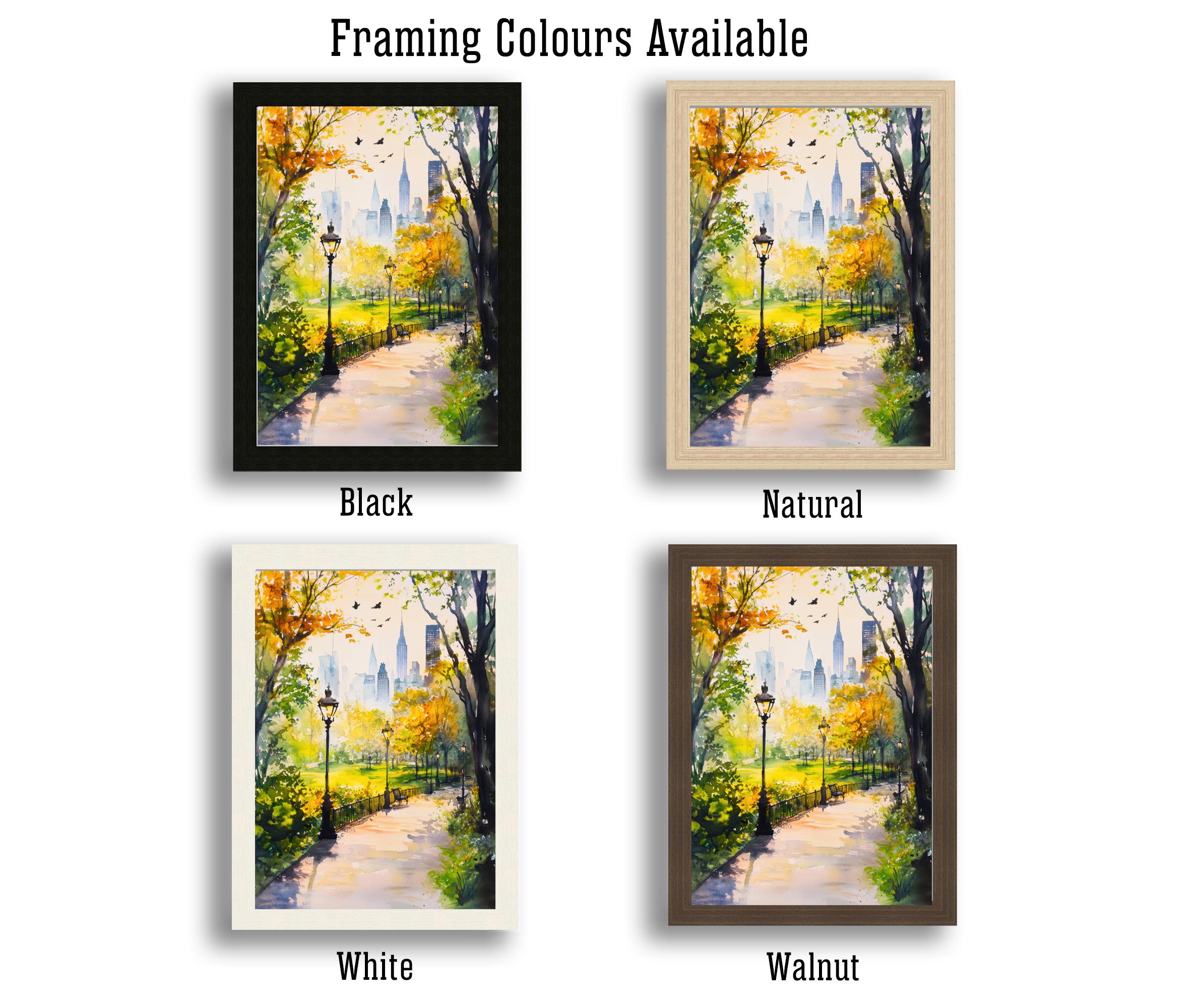 Central Park New York Watercolor Painting Poster USA Wall Art Manhattan City Print Gift for American Travel Lovers and Fans of Scenic Urban