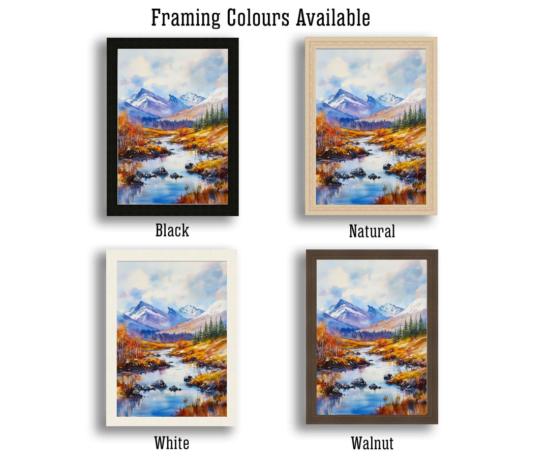Cairngorms Watercolour Painting Poster Scotland Wall Art National Park Mountain Landscape Print Gift for UK Nature Lovers and Fans of Scenic